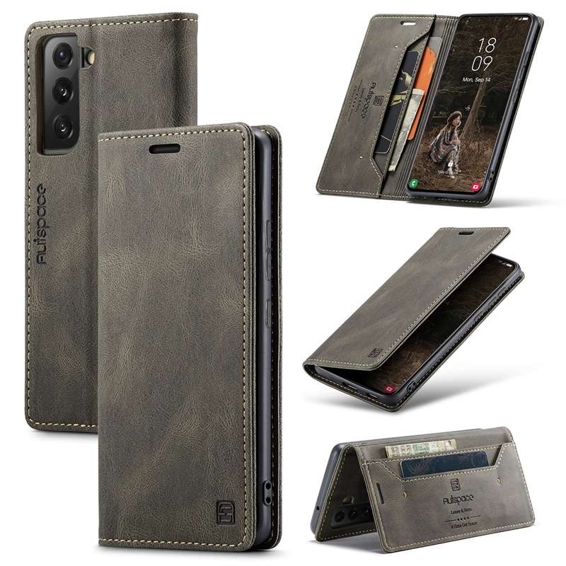 手帳型スマホケース  Galaxy用多機能レザーフリップケース
