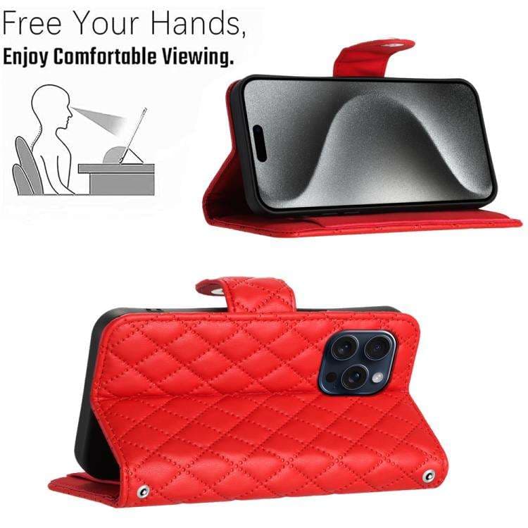 キルティングレザー調マルチカラー手帳型スマホケース