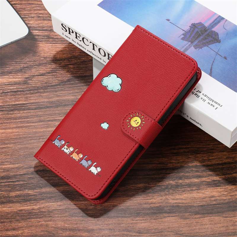 手帳型スマホケース  かわいい動物柄 雲と太陽モチーフ Xperia手帳型ケース