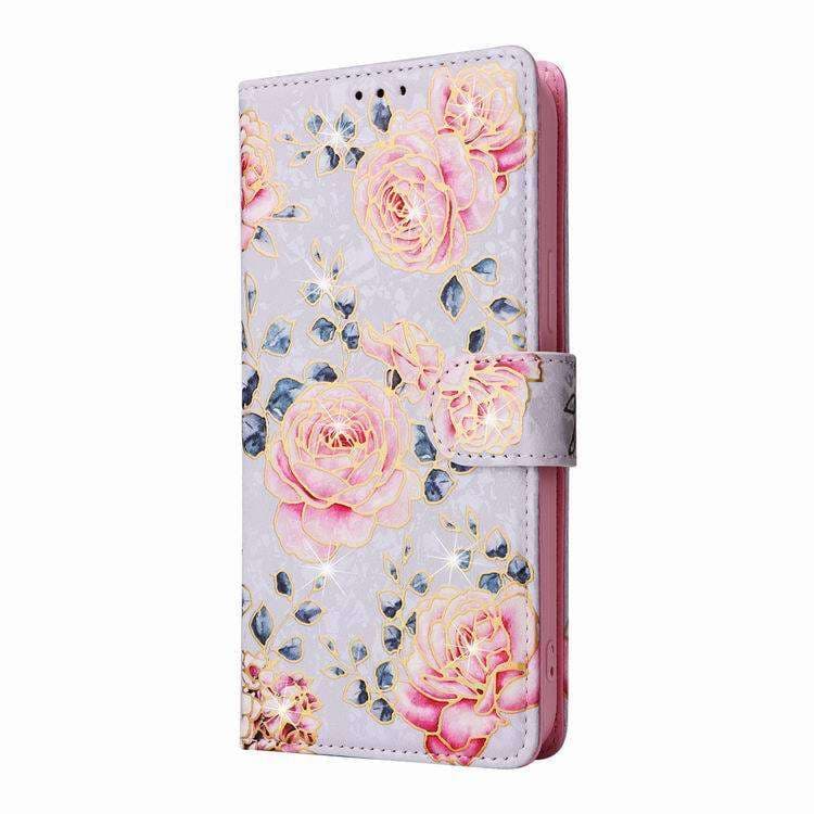 手帳型スマホケース  華やか薔薇柄 手帳型スマートフォンケース