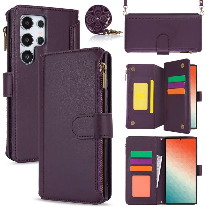 手帳型スマホケース  Galaxy多機能レザーウォレットケース