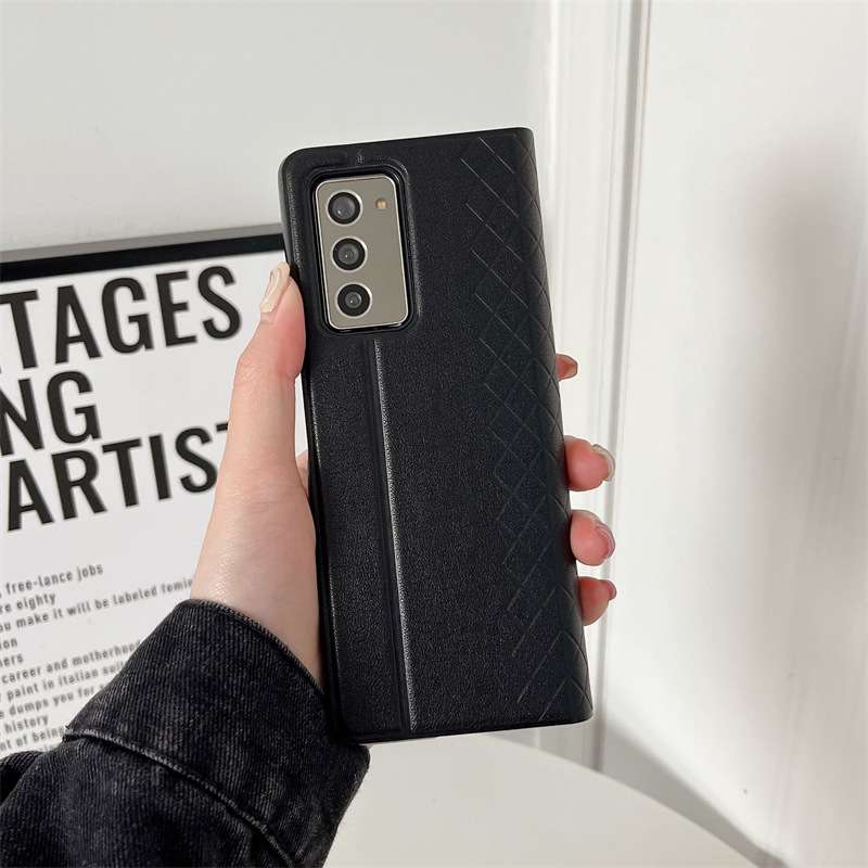 手帳型スマホケース  Galaxy高級チェック柄レザー手帳ケース