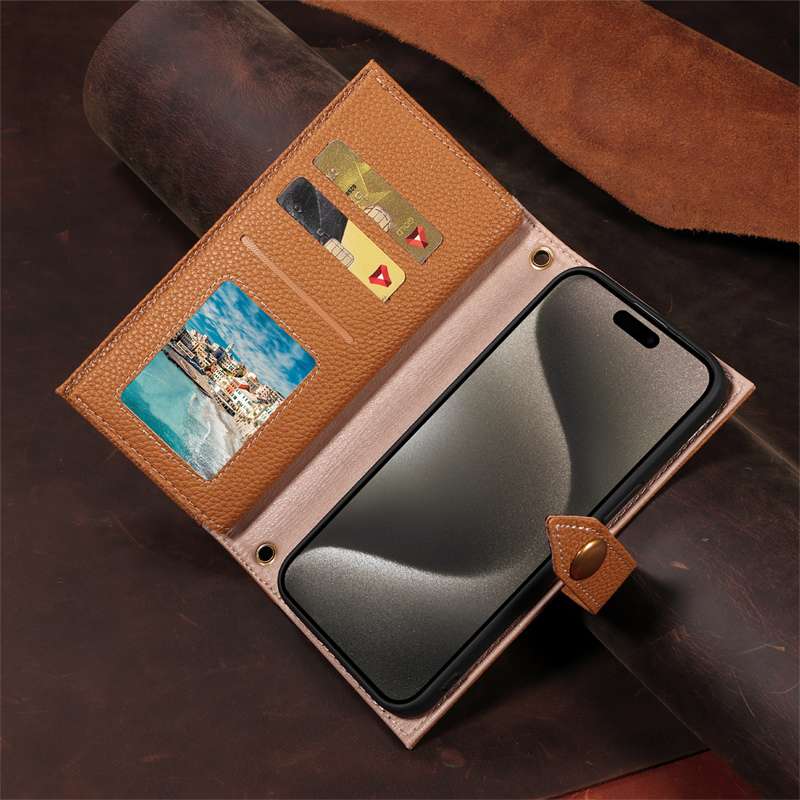 手帳型スマホケース  多機能レザー調カード収納付きiPhoneケース