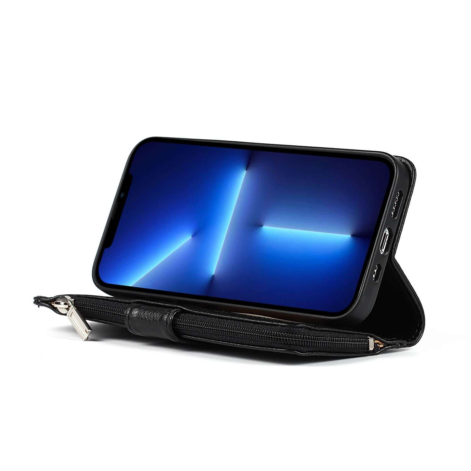 多機能ジッパー付き手帳型スマホケース