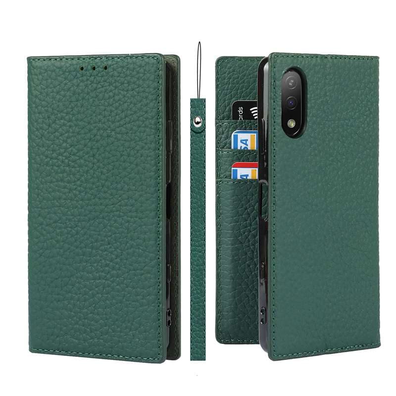 手帳型スマホケース  Xperia用 高級レザー調 多機能手帳型ケース