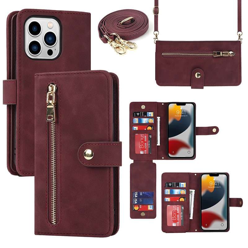 手帳型スマホケース  多機能ジッパー付き手帳型iPhoneケース