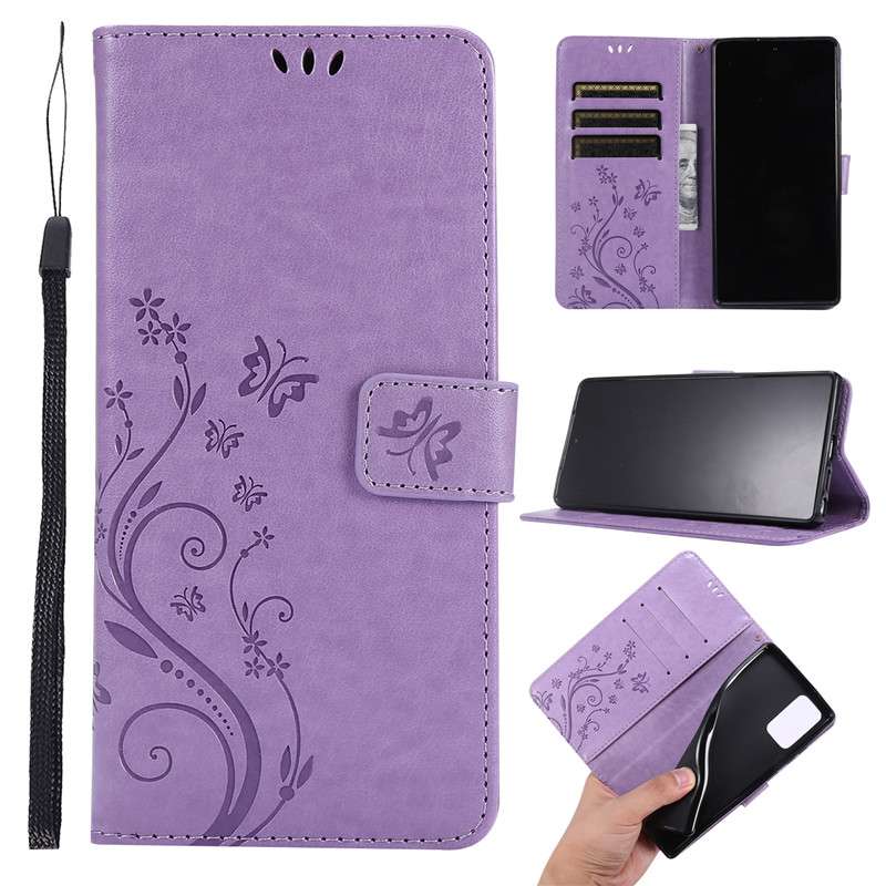 手帳型スマホケース  ギャラクシー用蝶花柄エンボス手帳型ケース