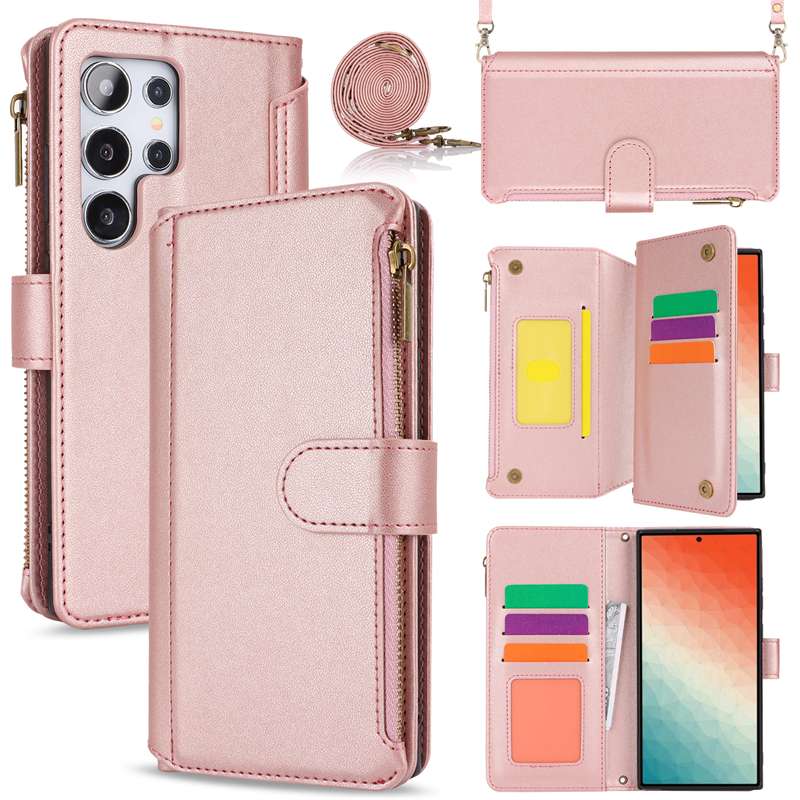 手帳型スマホケース  Galaxy多機能レザーウォレットケース