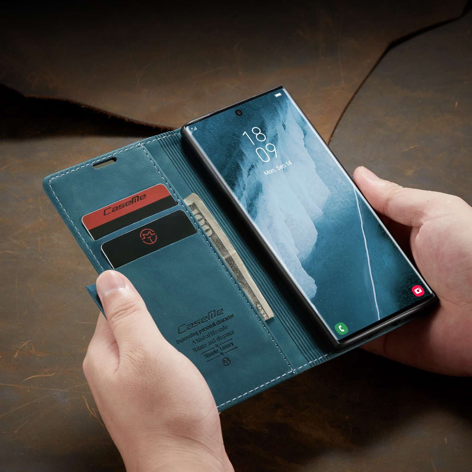 手帳型スマホケース  Galaxy高級レザー手帳型ケース