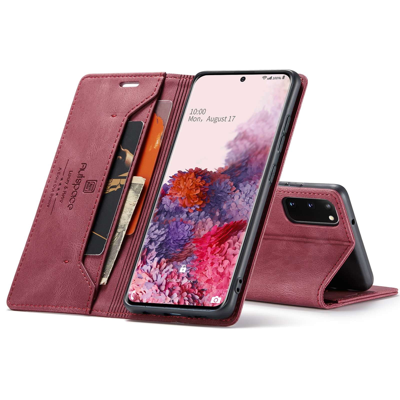 手帳型スマホケース  多機能レザー調フリップウォレットケース