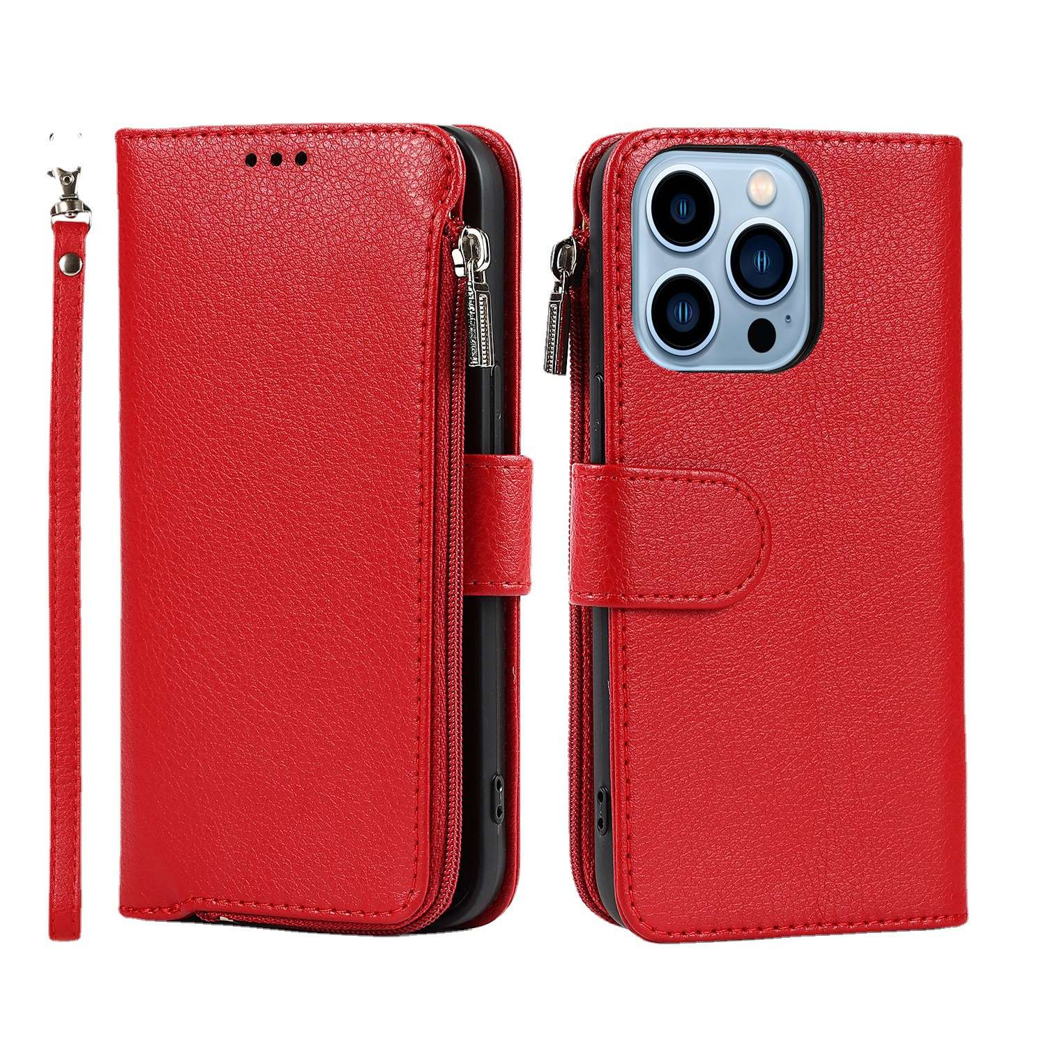 多機能ジッパー付き手帳型スマホケース