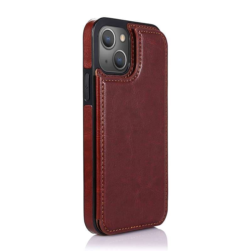 手帳型スマホケース  多機能カード収納付き革製手帳型iPhoneケース