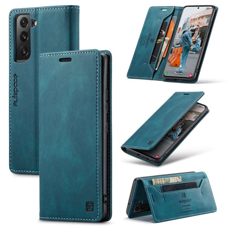 手帳型スマホケース  Galaxy用多機能レザーフリップケース