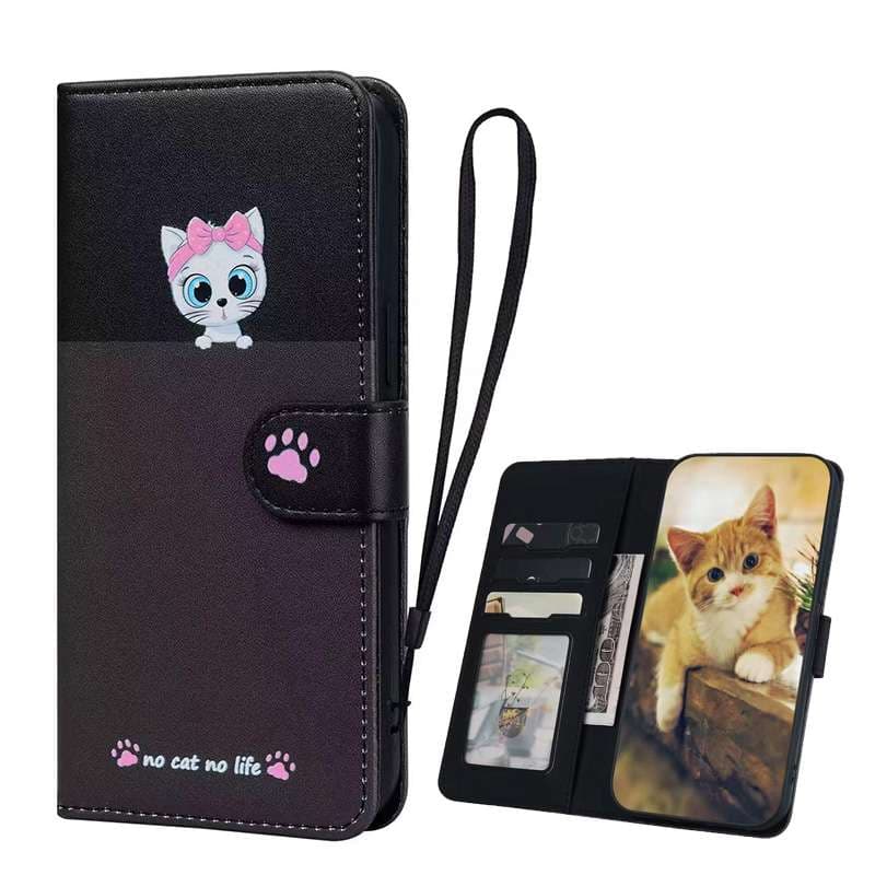手帳型スマホケース  猫デザイン手帳型ピクセルスマホケース