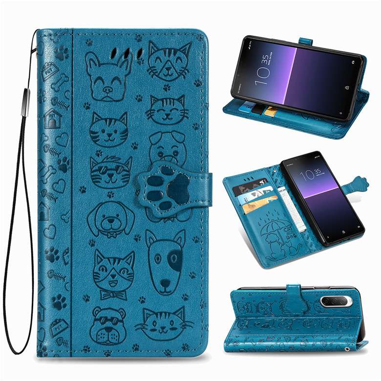 手帳型スマホケース  ペット好き必見！可愛い動物柄エンボス加工手帳型Xperiaケース