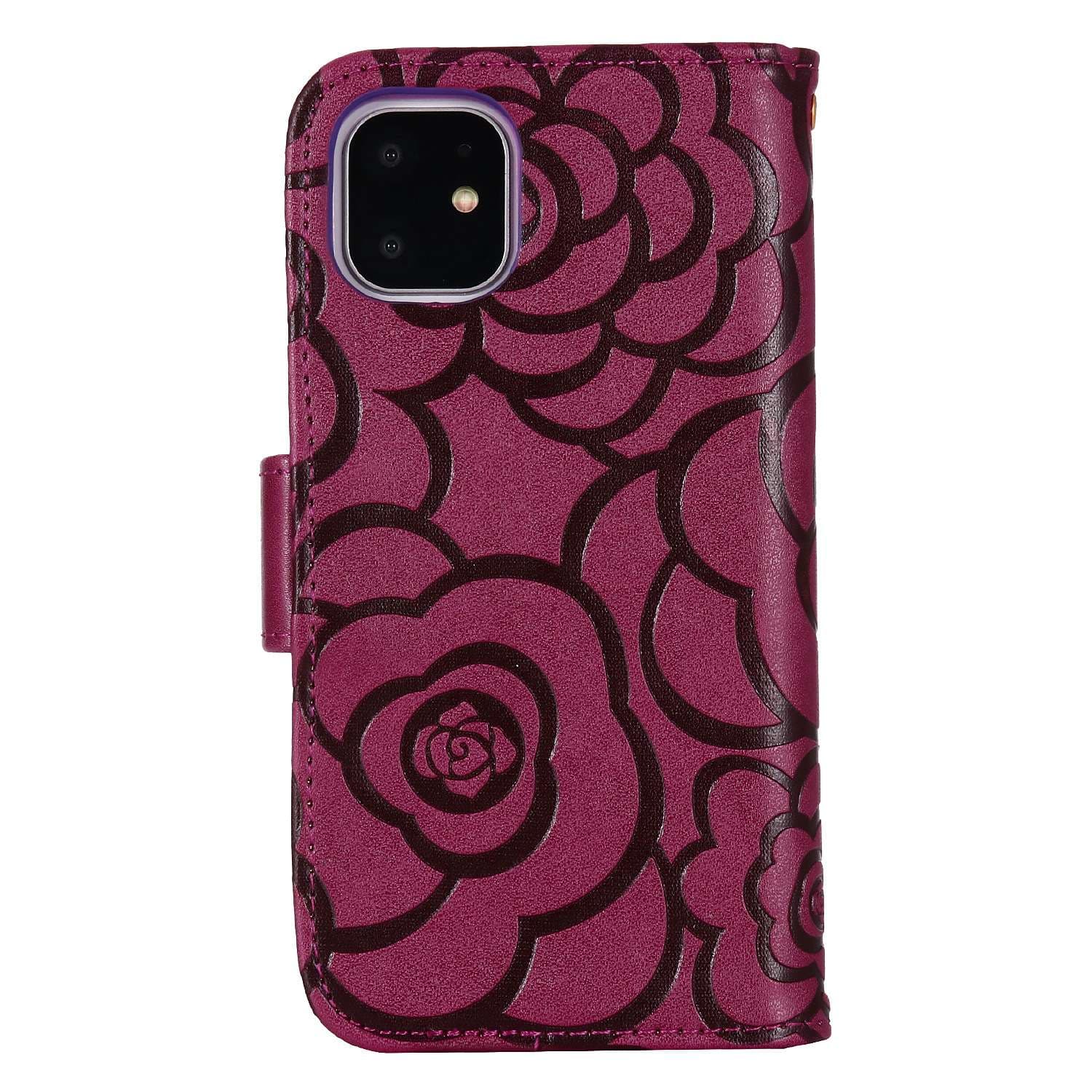 手帳型スマホケース  薔薇柄エンボス加工手帳型アイフォンケース