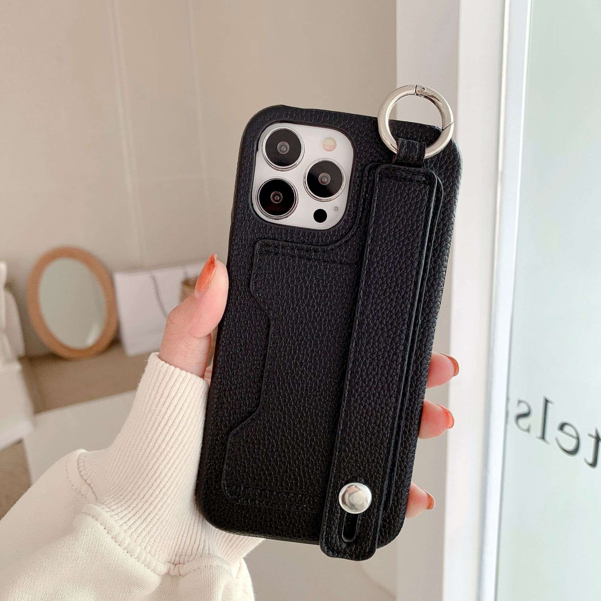手帳型スマホケース  高級感あふれる多機能レザー風ケース