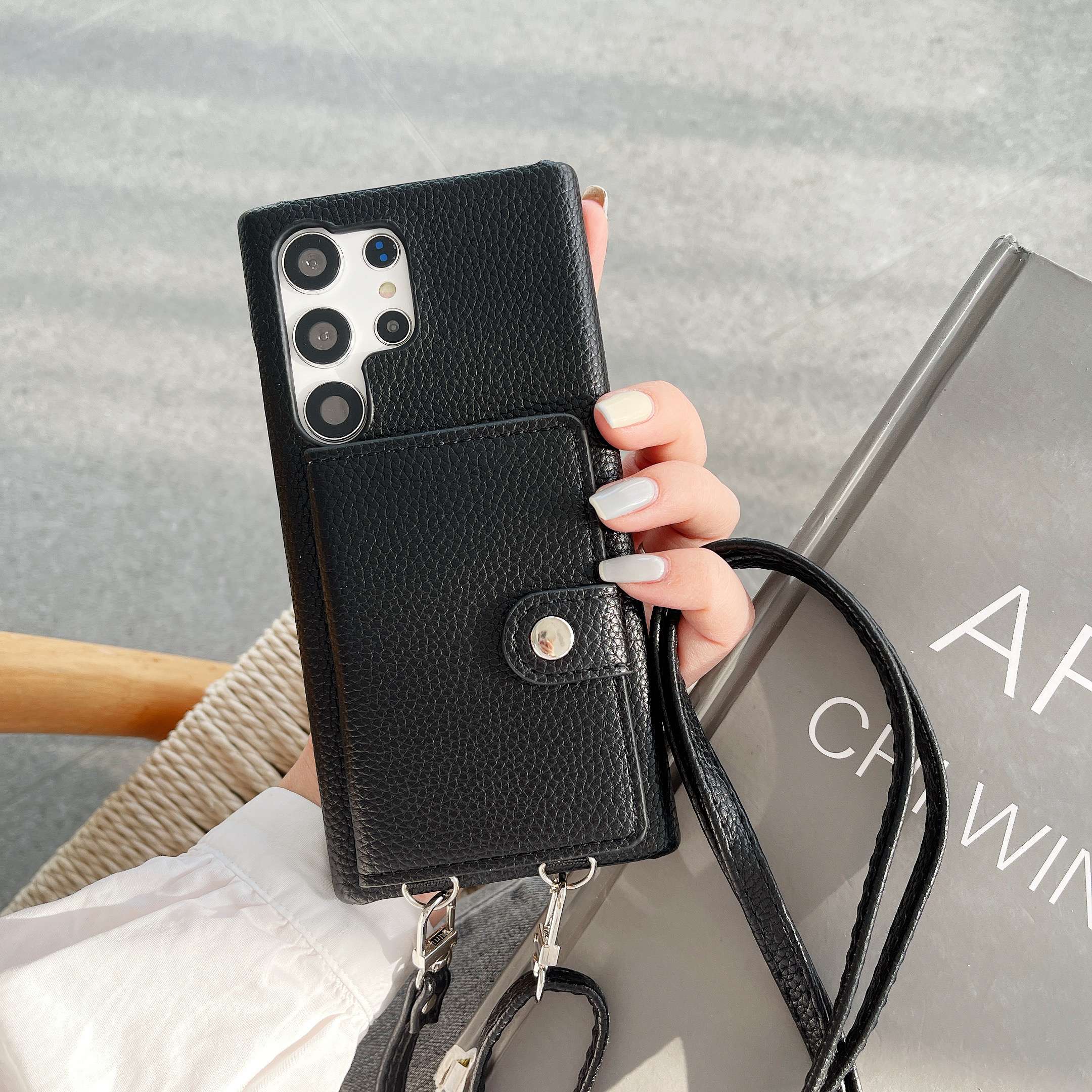手帳型スマホケース  多機能レザー調ウォレットケース for Galaxy