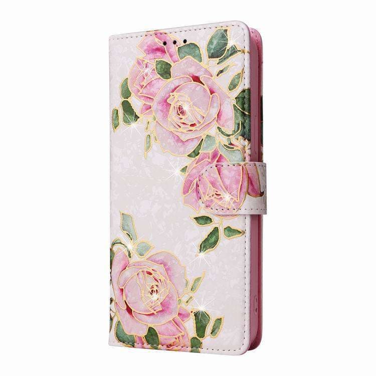 手帳型スマホケース  華やか薔薇柄 手帳型スマートフォンケース