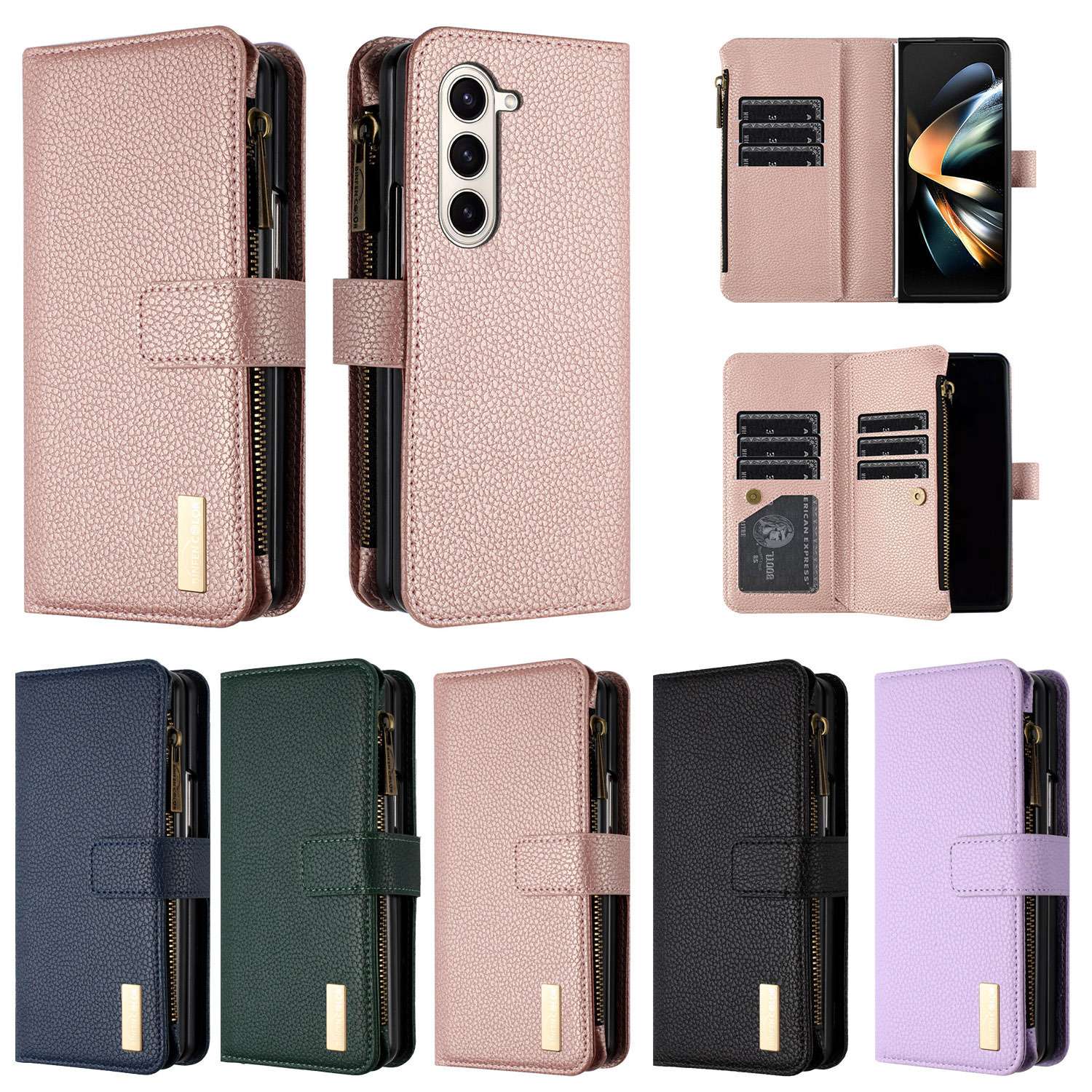 手帳型スマホケース  Galaxy用多機能レザー手帳型ケース
