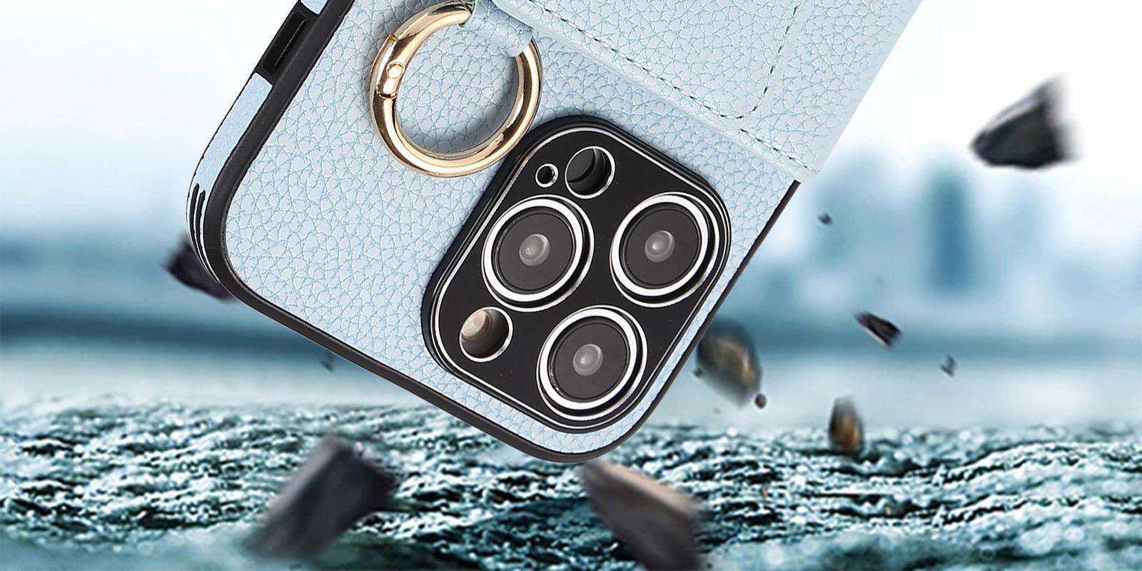 手帳型スマホケース  多機能ストラップ付き財布型スマホケース