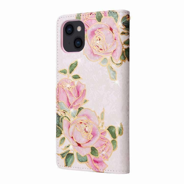手帳型スマホケース  華やか薔薇柄 手帳型スマートフォンケース