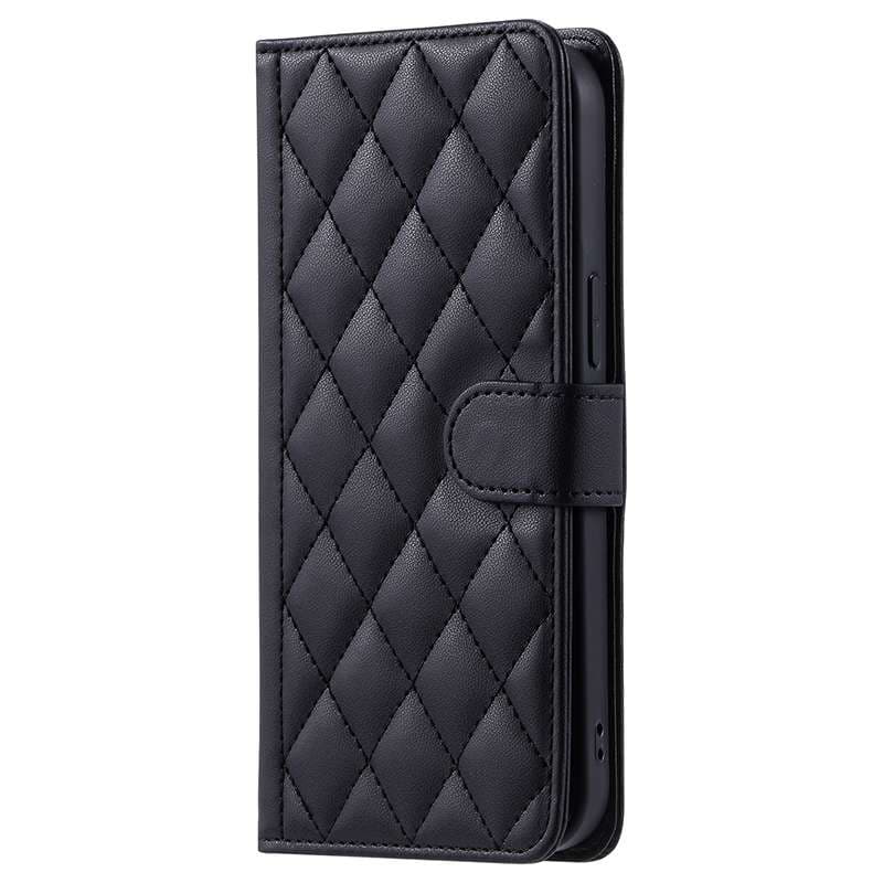 手帳型スマホケース  キルティング加工レザー調Galaxy手帳型ケース