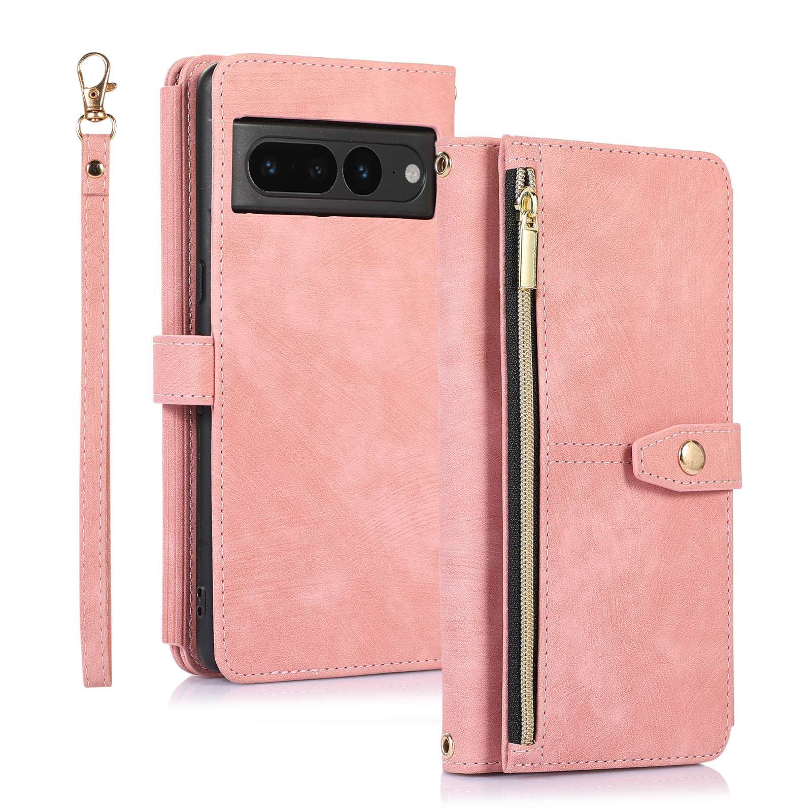 手帳型スマホケース  ゴールド金具付き多機能手帳型ピクセルケース