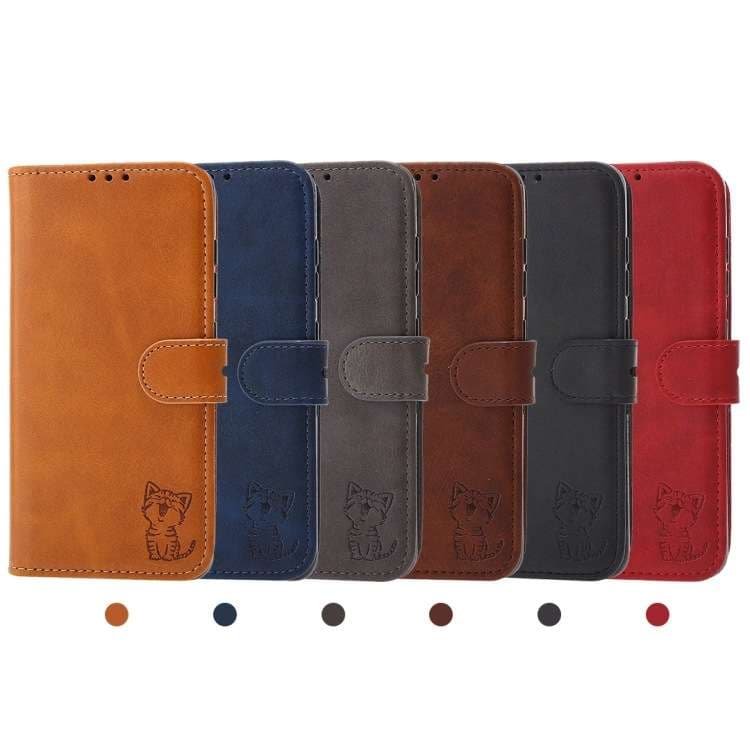 手帳型スマホケース  ギャラクシー用 猫柄型押し手帳ケース