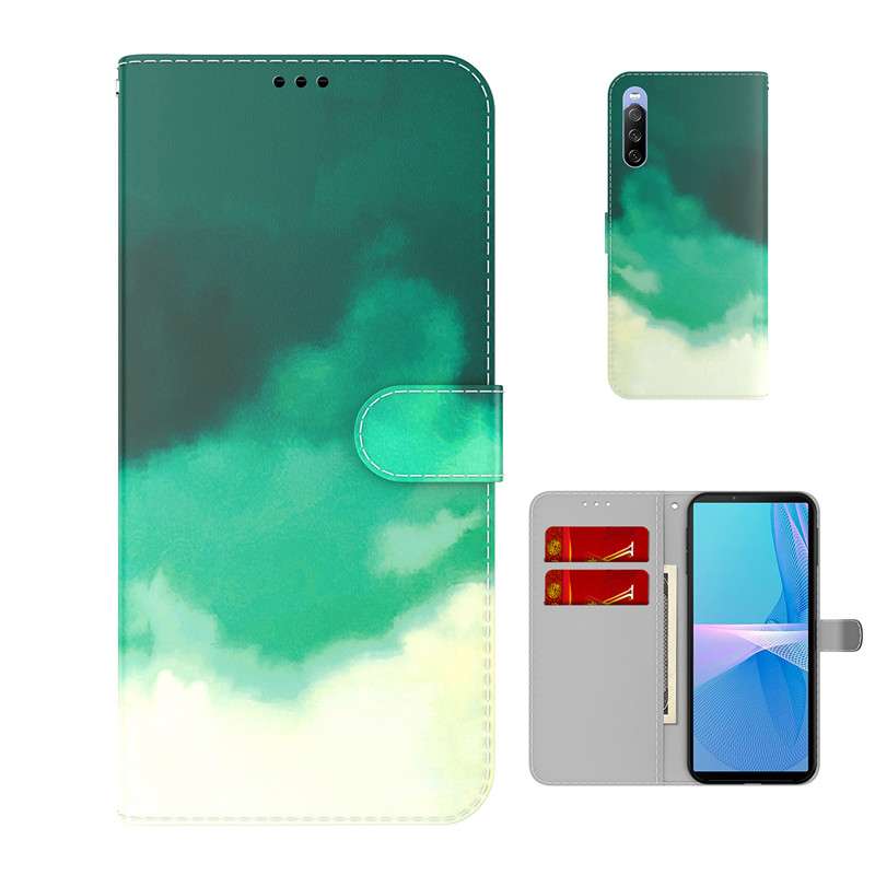 手帳型スマホケース  Xperia用 水彩アート風 カラフル手帳型ケース