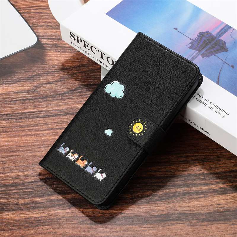 手帳型スマホケース  かわいい動物柄 雲と太陽モチーフ Xperia手帳型ケース