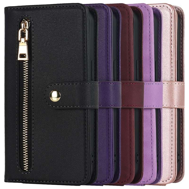 手帳型スマホケース  多機能ジッパー付き手帳型iPhoneケース