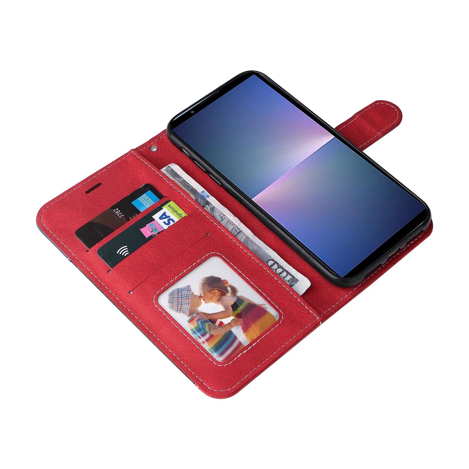 手帳型スマホケース  Xperia用 多機能レザー調フリップカバー