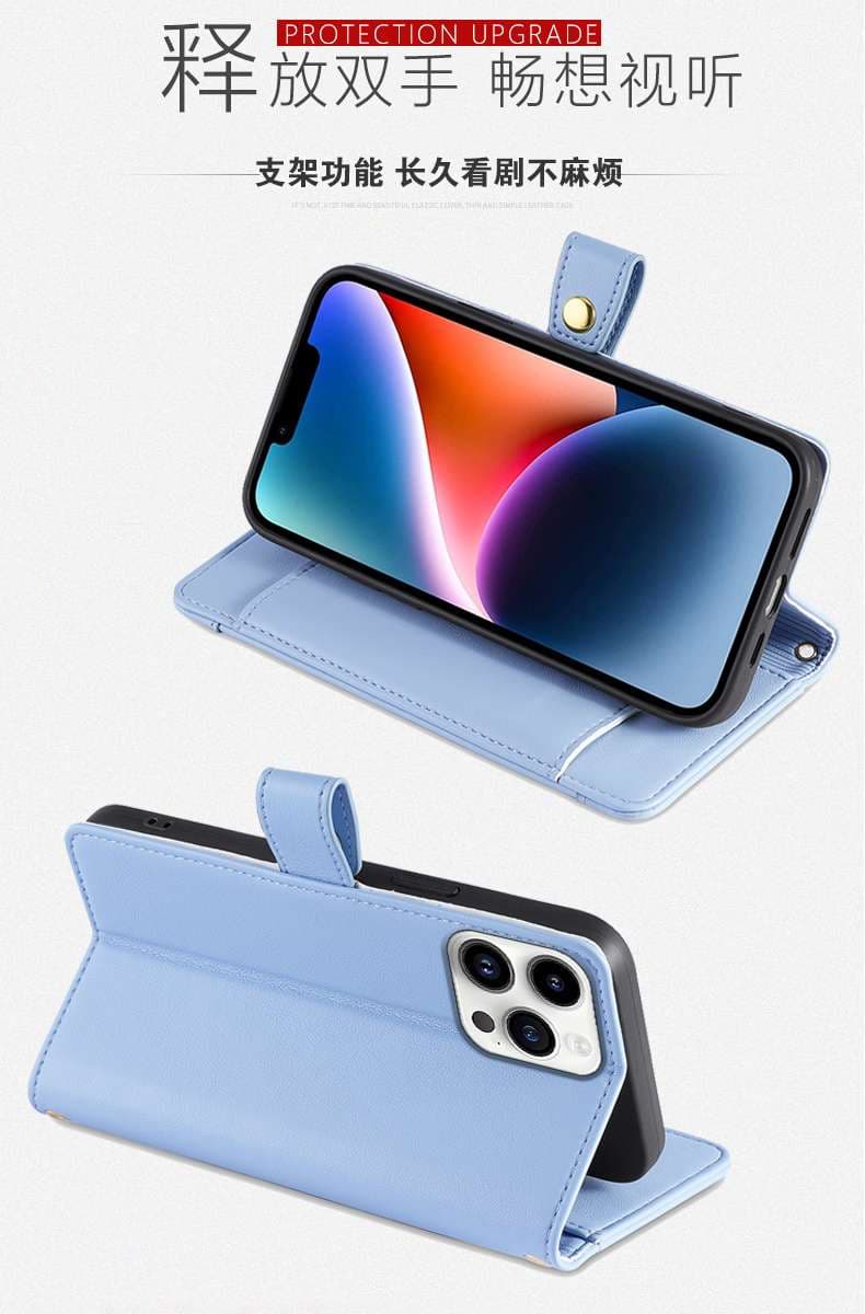 手帳型スマホケース マルチカラー ジッパー付き手帳型iPhoneケース
