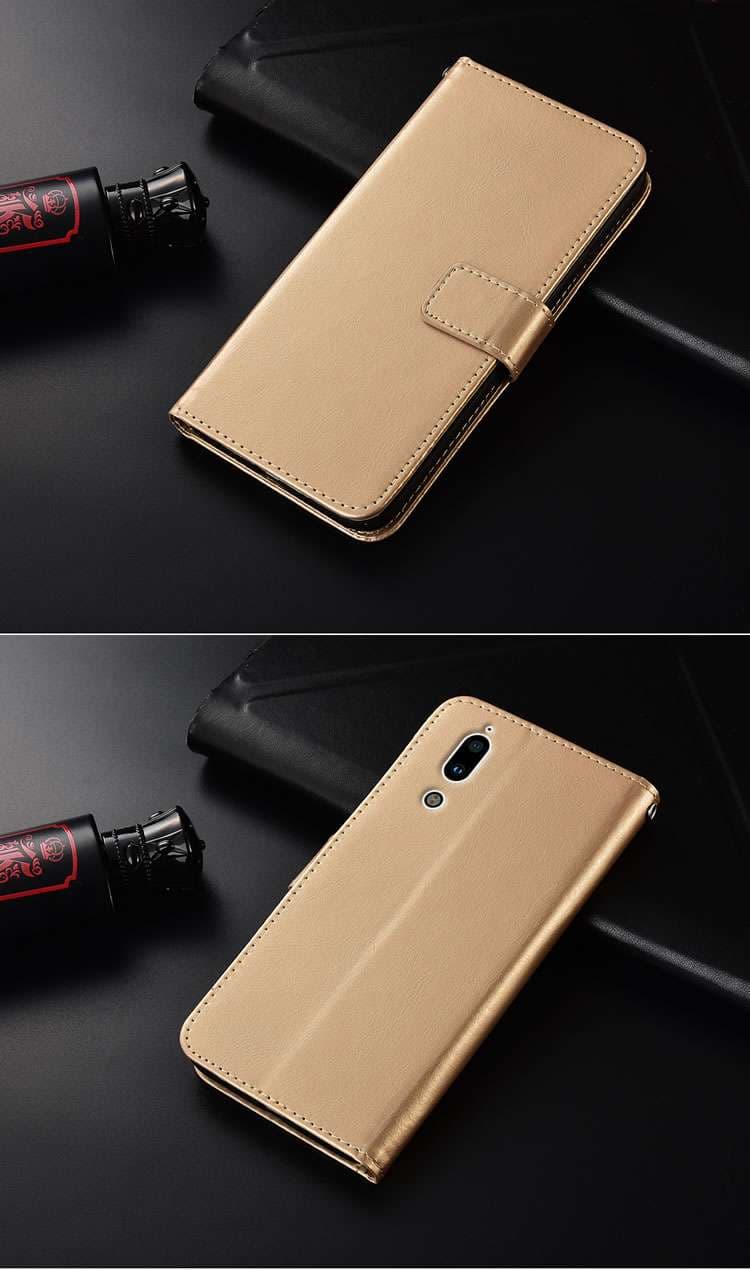 手帳型スマホケース AQUOS用高級レザー調フリップケース