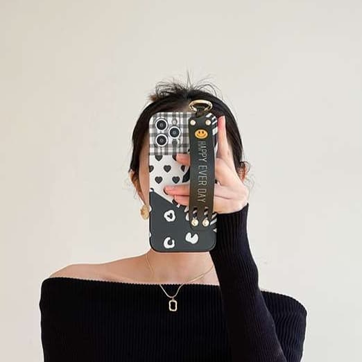 ~スマホケースから気持ちうきうきに~・ミニストラップ付き、スマホケース