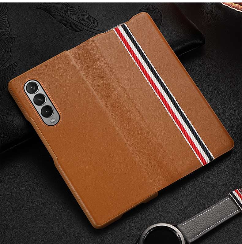 手帳型スマホケース Galaxy用 ストライプ柄レザー調フリップケース