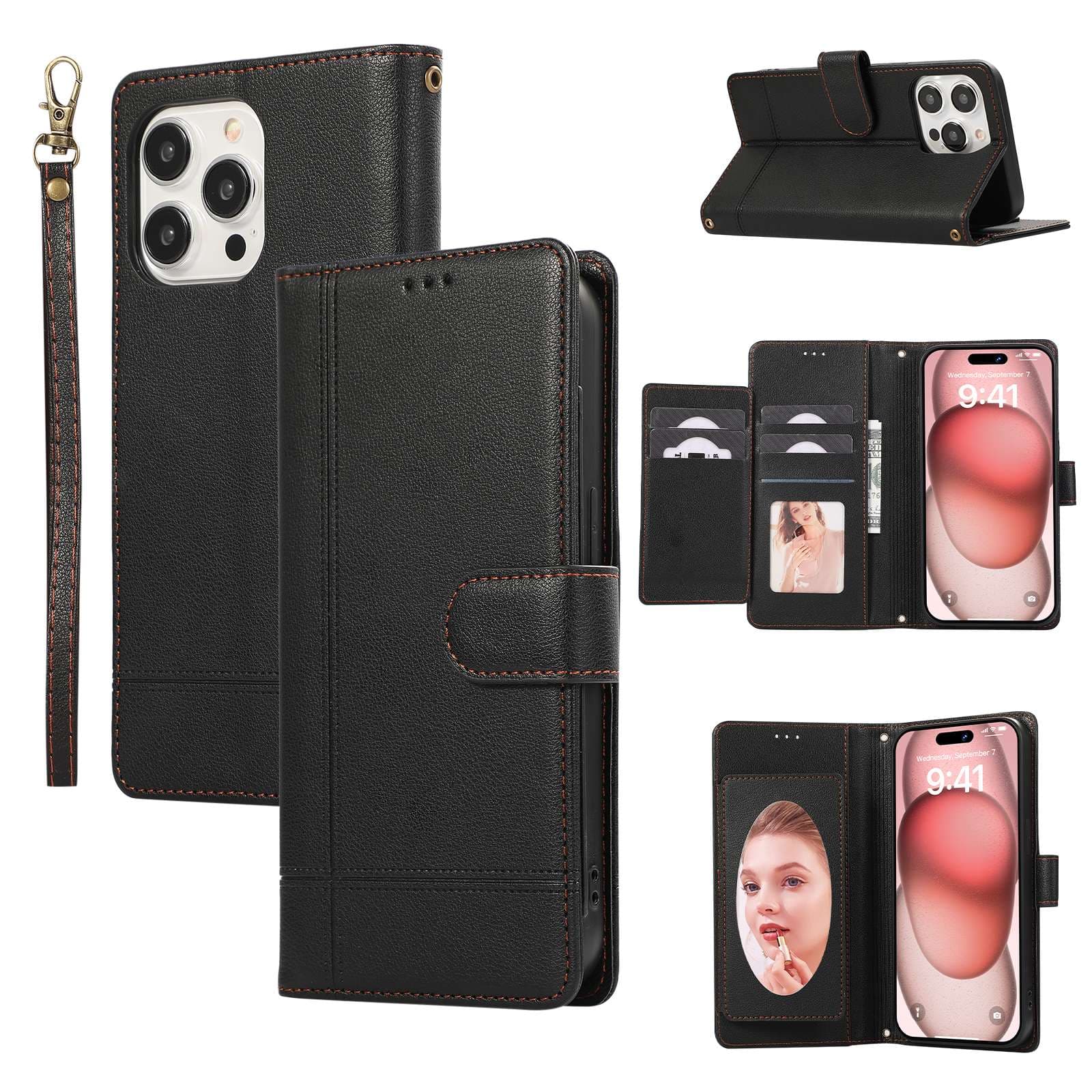 手帳型スマホケース 多機能マルチカラー手帳型iPhoneケース