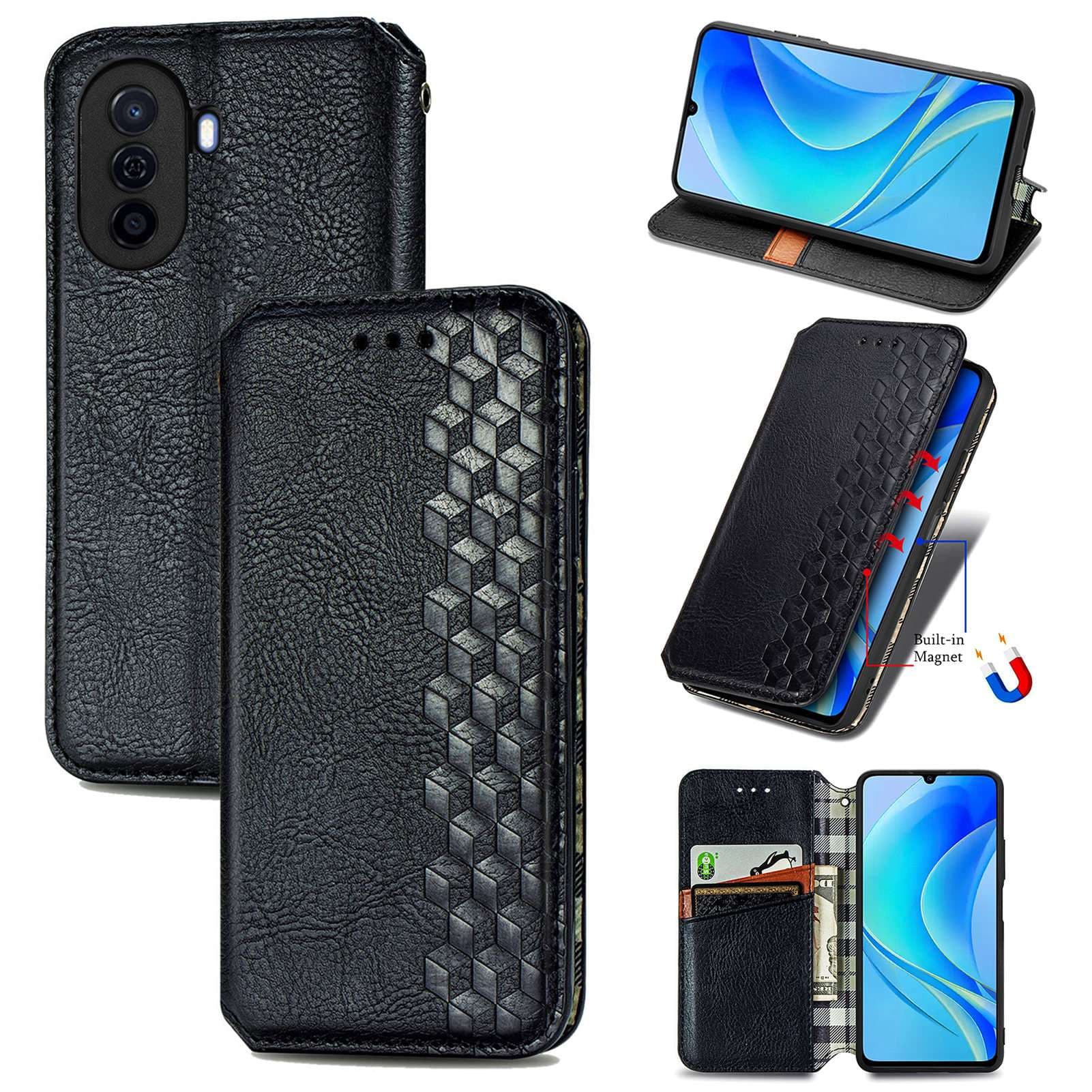 手帳型スマホケース ファーウェイ用耐衝撃マグネット手帳型ケース