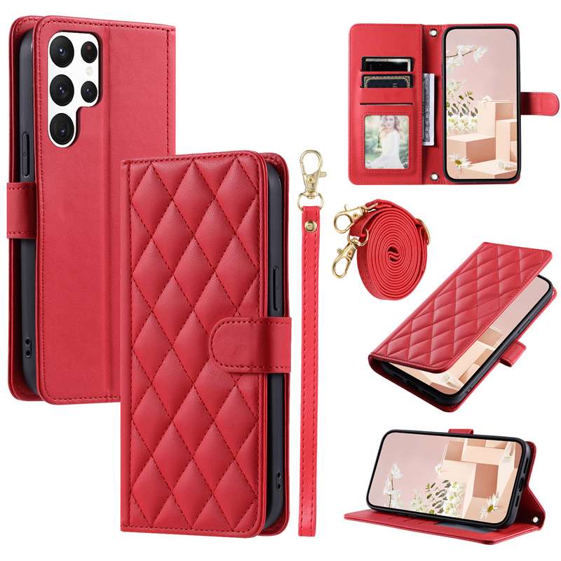 キルティングデザイン多機能手帳型スマホケース