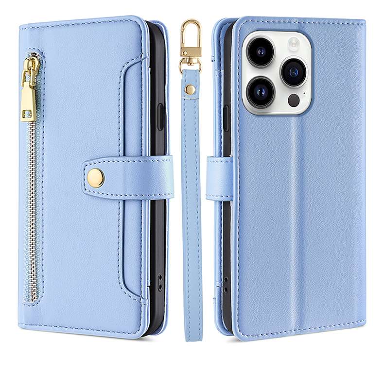 手帳型スマホケース マルチカラー ジッパー付き手帳型iPhoneケース