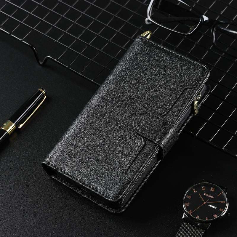 手帳型スマホケース 多機能レザー調iPhoneウォレットケース