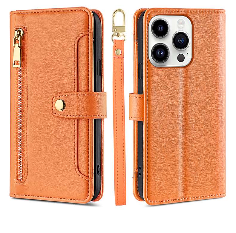 手帳型スマホケース マルチカラー ジッパー付き手帳型iPhoneケース