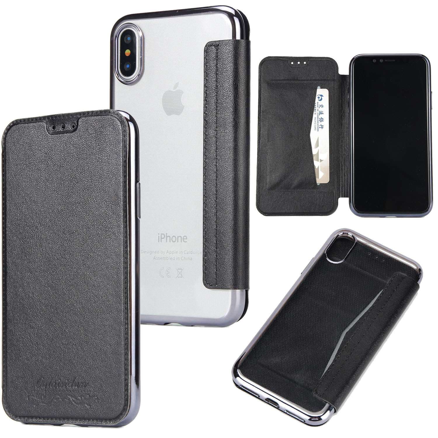 手帳型スマホケース 高級感あふれるiPhone用レザー調手帳型ケース