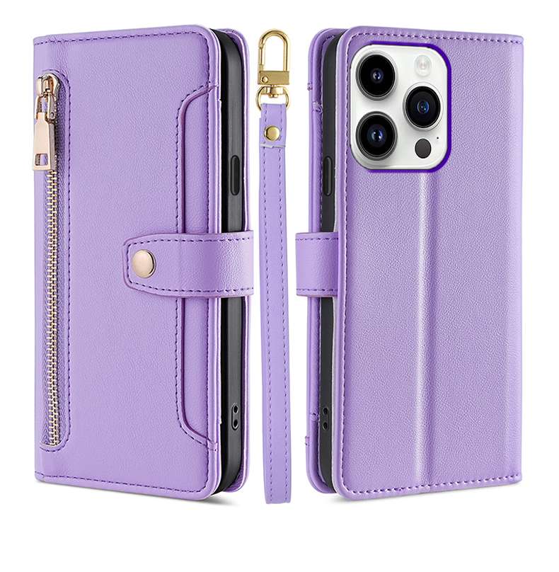 手帳型スマホケース マルチカラー ジッパー付き手帳型iPhoneケース