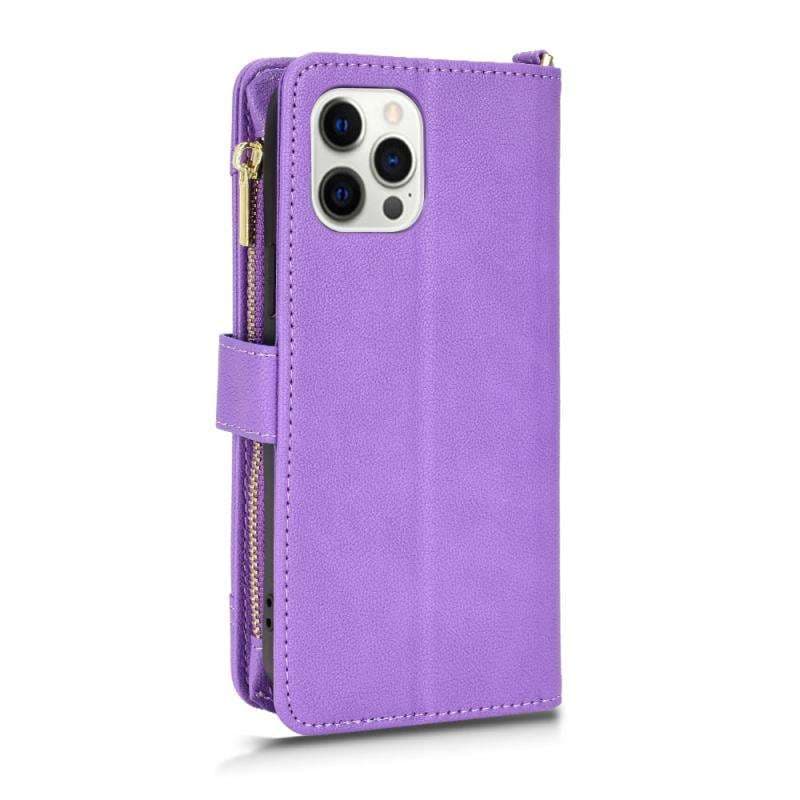 手帳型スマホケース 多機能レザー調iPhoneウォレットケース