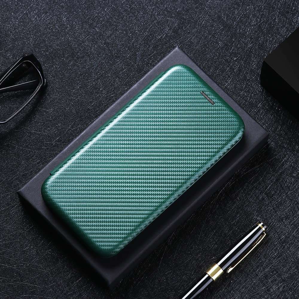 手帳型スマホケース AQUOS シンプルエレガント カーボン調 手帳型ケース