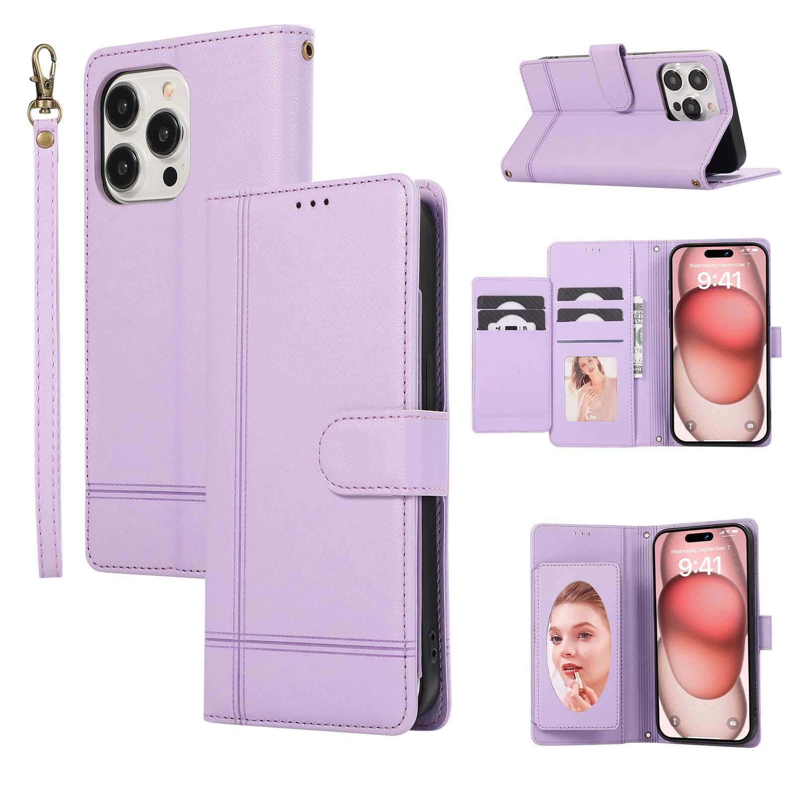 手帳型スマホケース 多機能マルチカラー手帳型iPhoneケース