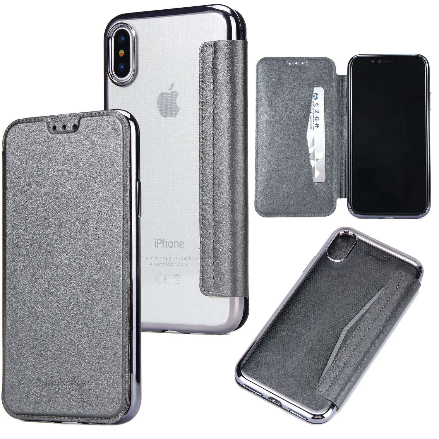 手帳型スマホケース 高級感あふれるiPhone用レザー調手帳型ケース