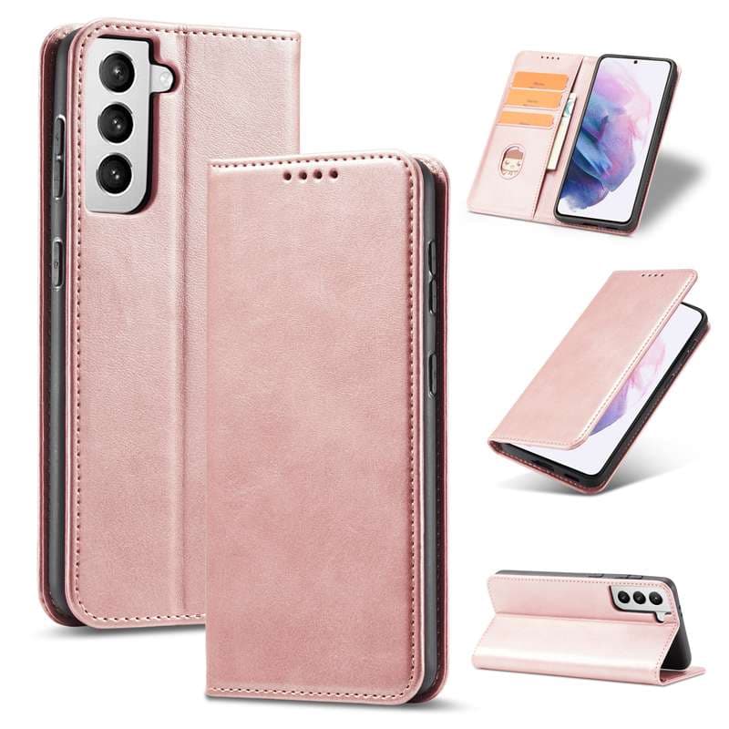 手帳型スマホケース Galaxy高級レザーフォリオケース4色展開